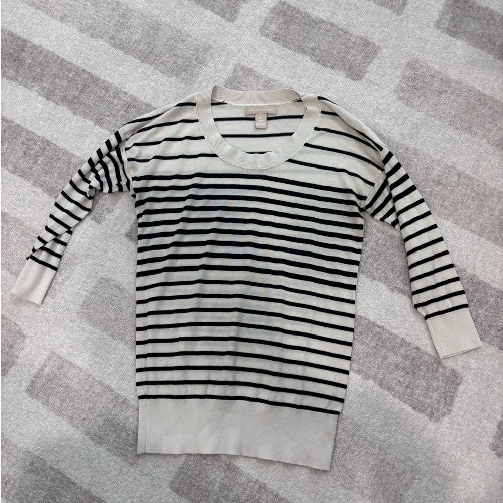Banana Republic Black and White Striped Sweater